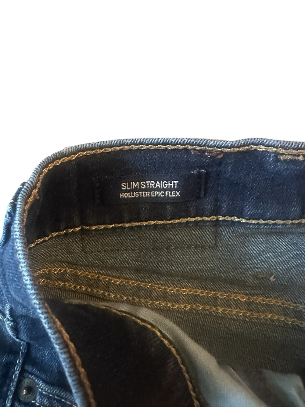 Hollister Jeans 36x32 Mens Blue Denim Slim Straight Epic Flex Stretch Dark Wash - Picture 7 of 8